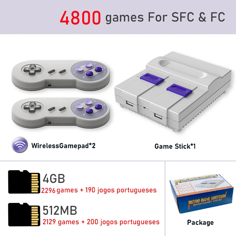 Super Nintendo Retro com 4800 de Snes e Nes + 2 controles sem fio